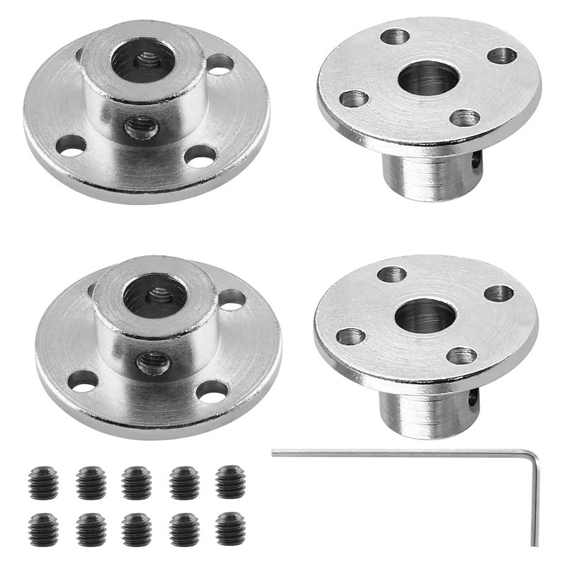 Bivethoi 4 Pcs Rigid Flange Shaft Coupling, 12mm High Hardness Metal Guide Coupler, Bearing Fittings Motor Connector with Some M4 Fastening Screw 1 Pcs Hex Wrench for DIY Handmade Model - Image 1
